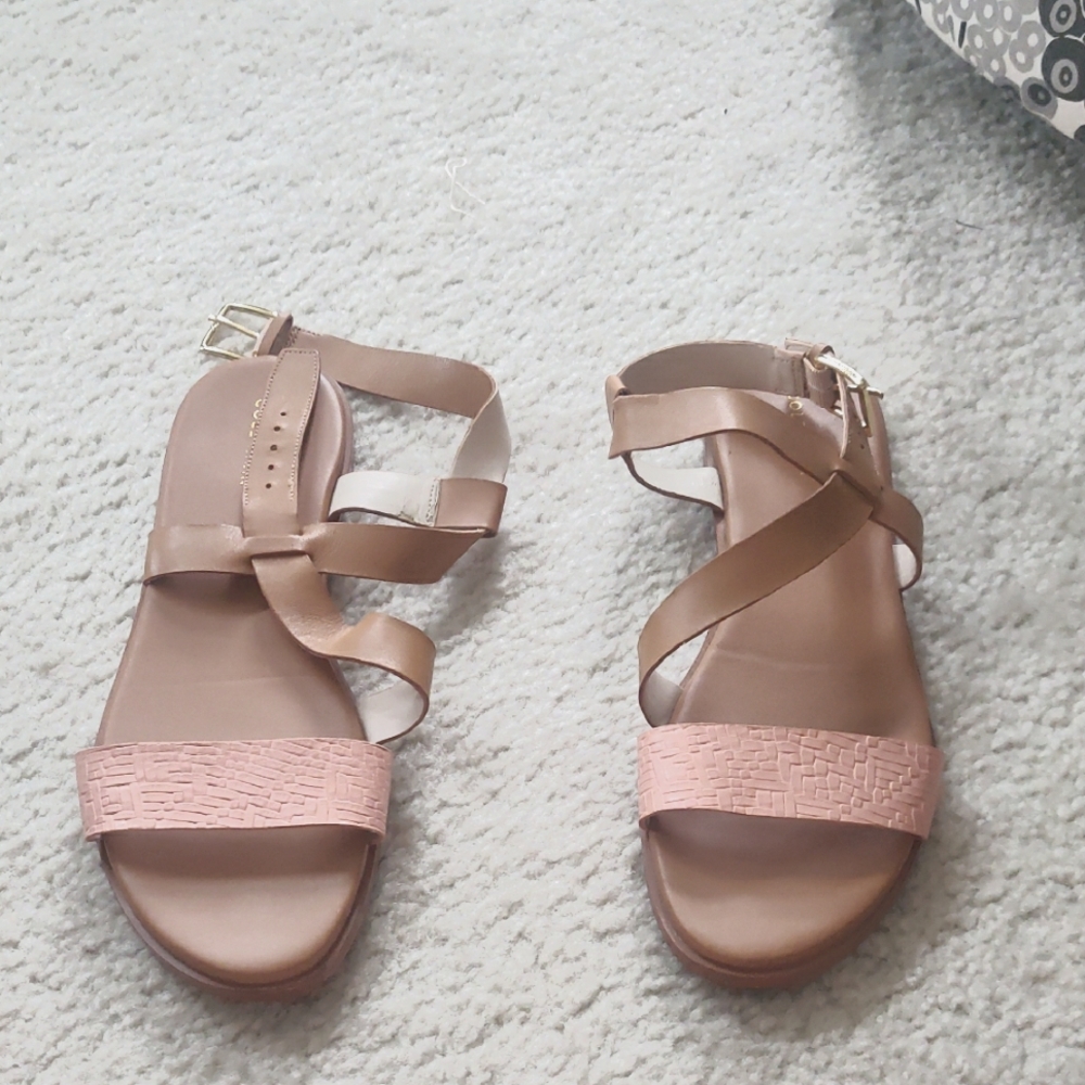 Cole Haan Pink and Tan Minimalist Sandals